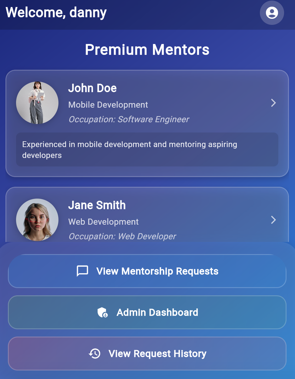Mentorship App designed by Danny West – Flutter-based app for booking mentorship sessions, managing bookings, and tracking progress