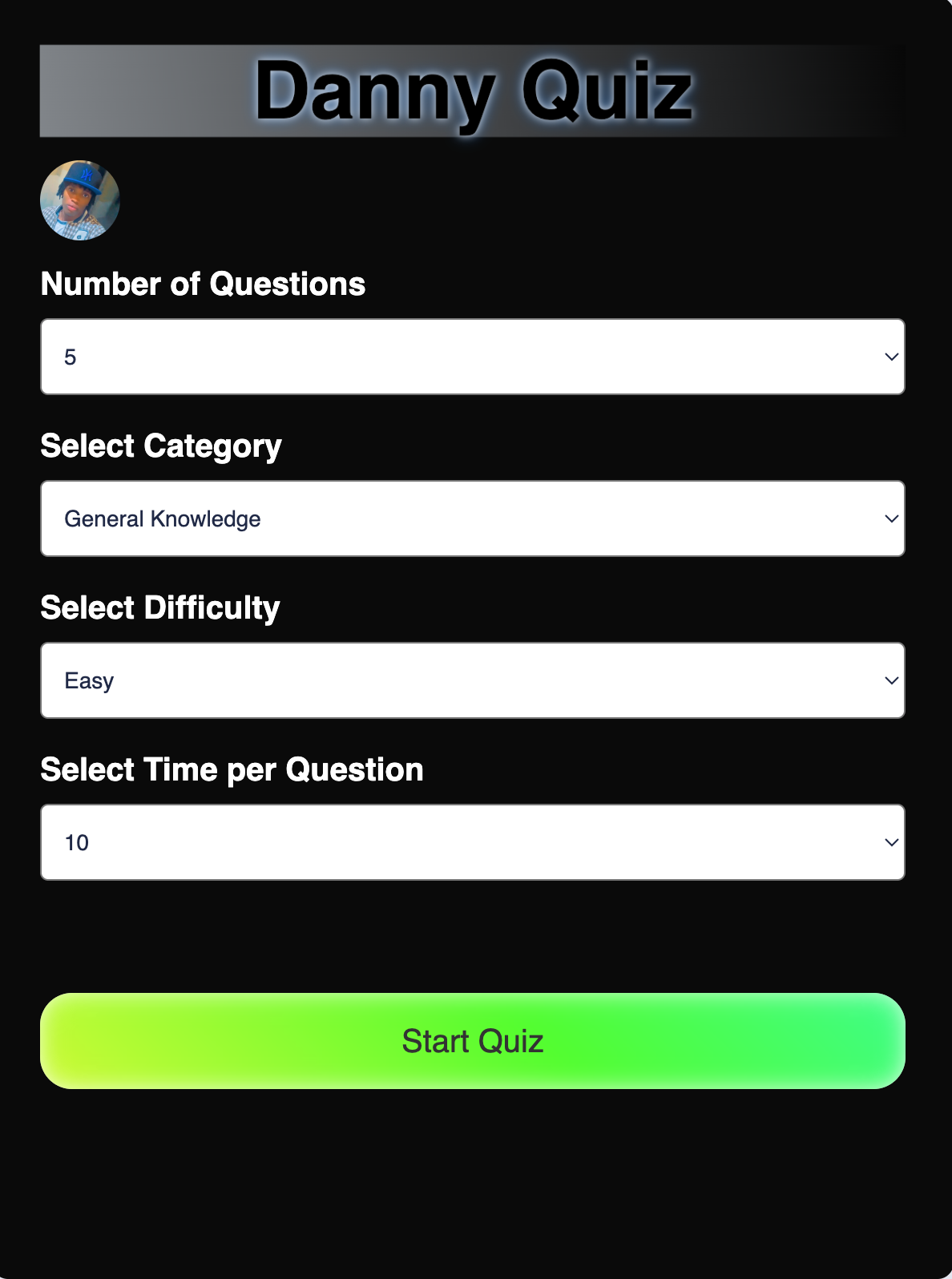 Quiz App designed by Danny West – interactive platform for testing knowledge with a variety of quizzes from different categories